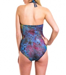 Blue amalfi Tan Through tube swimsuit