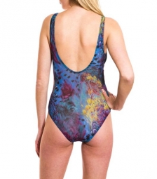 Blue amalfi Tan Through support top swimsuit